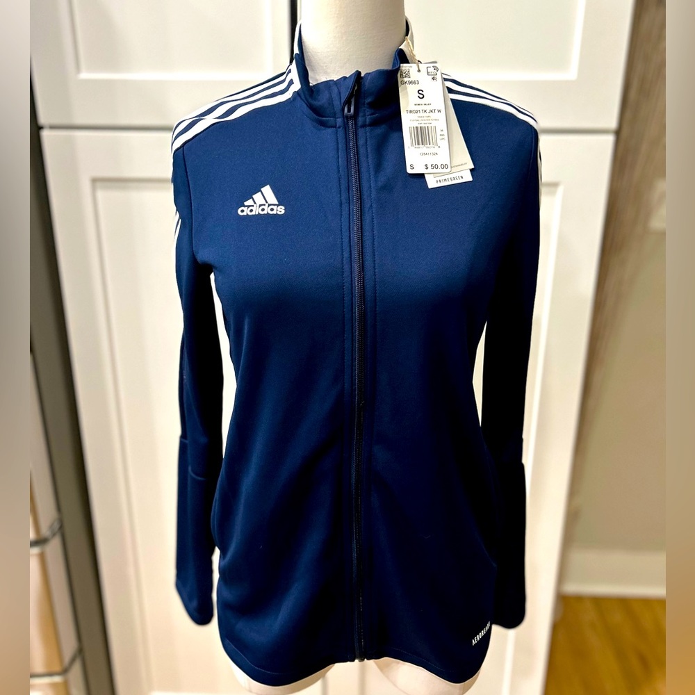NWT Adidas Front Zip Long Sleeve Sport Jacket With White Contrast